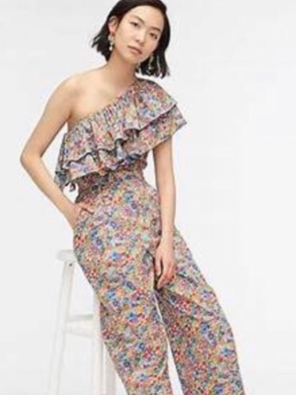 J.Crew Liberty London Margaret Annie Floral One-Shoulder Wide-Leg Jumpsuit 2 - Picture 3 of 16